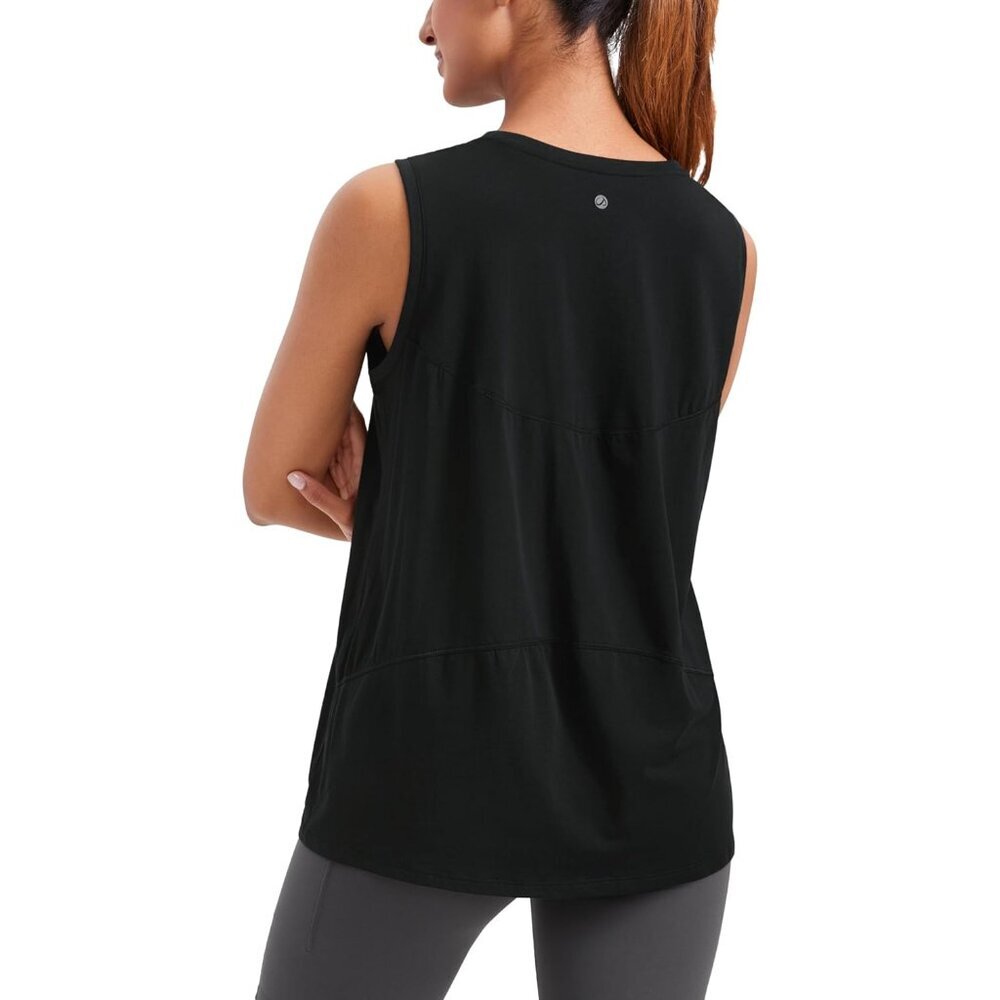 Pima Cotton Tank Women Sleeveless High Neck Casual Yoga Workout Top